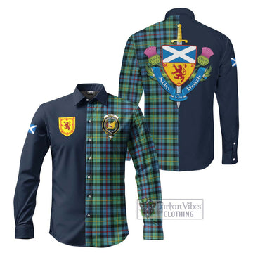 Tartan Vibes Clothing Bailey Ancient Tartan Long Sleeve Button Shirt with Scottish Lion Royal Arm Half Style