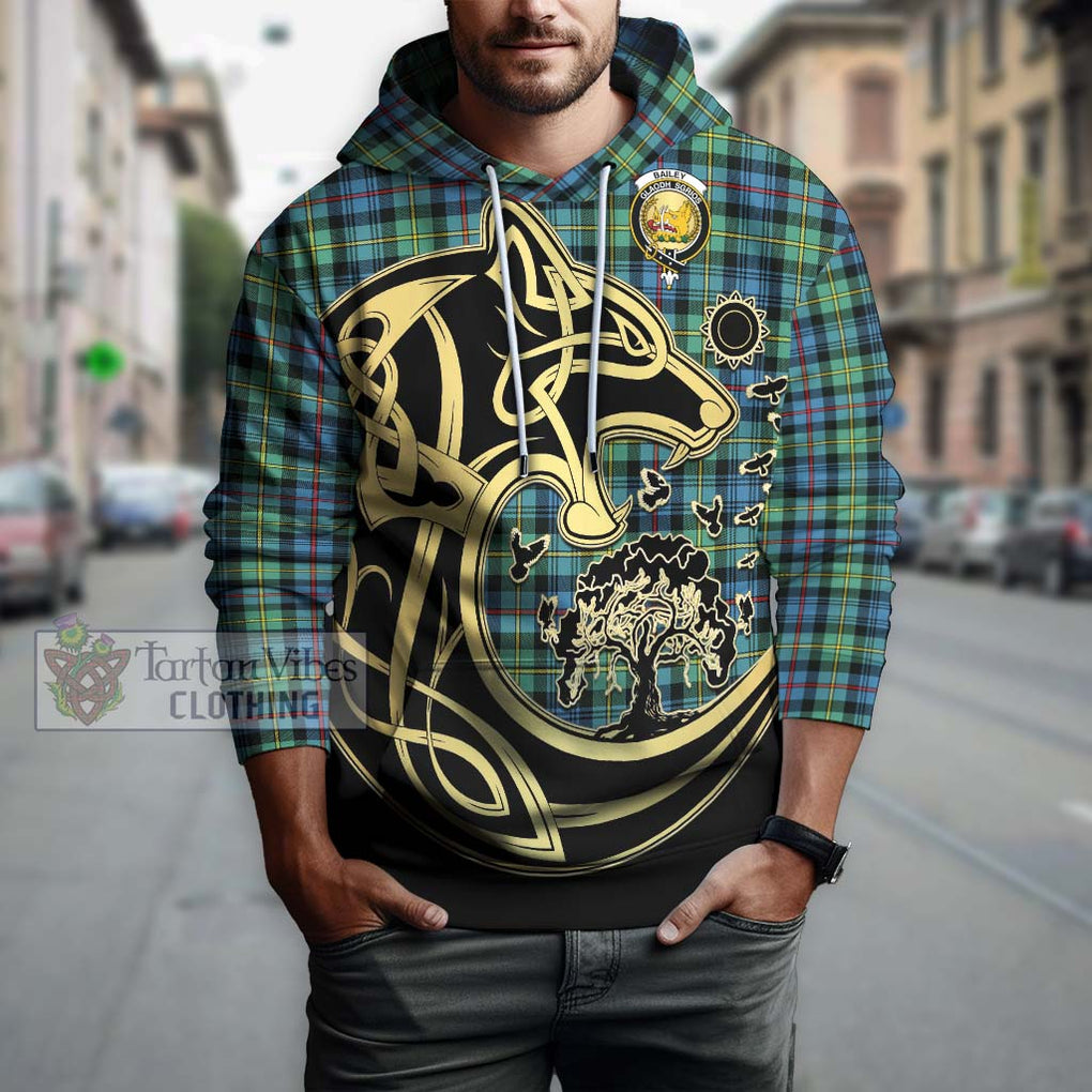Bailey Ancient Tartan Hoodie with Family Crest Celtic Wolf Style Zip Hoodie - Tartan Vibes Clothing
