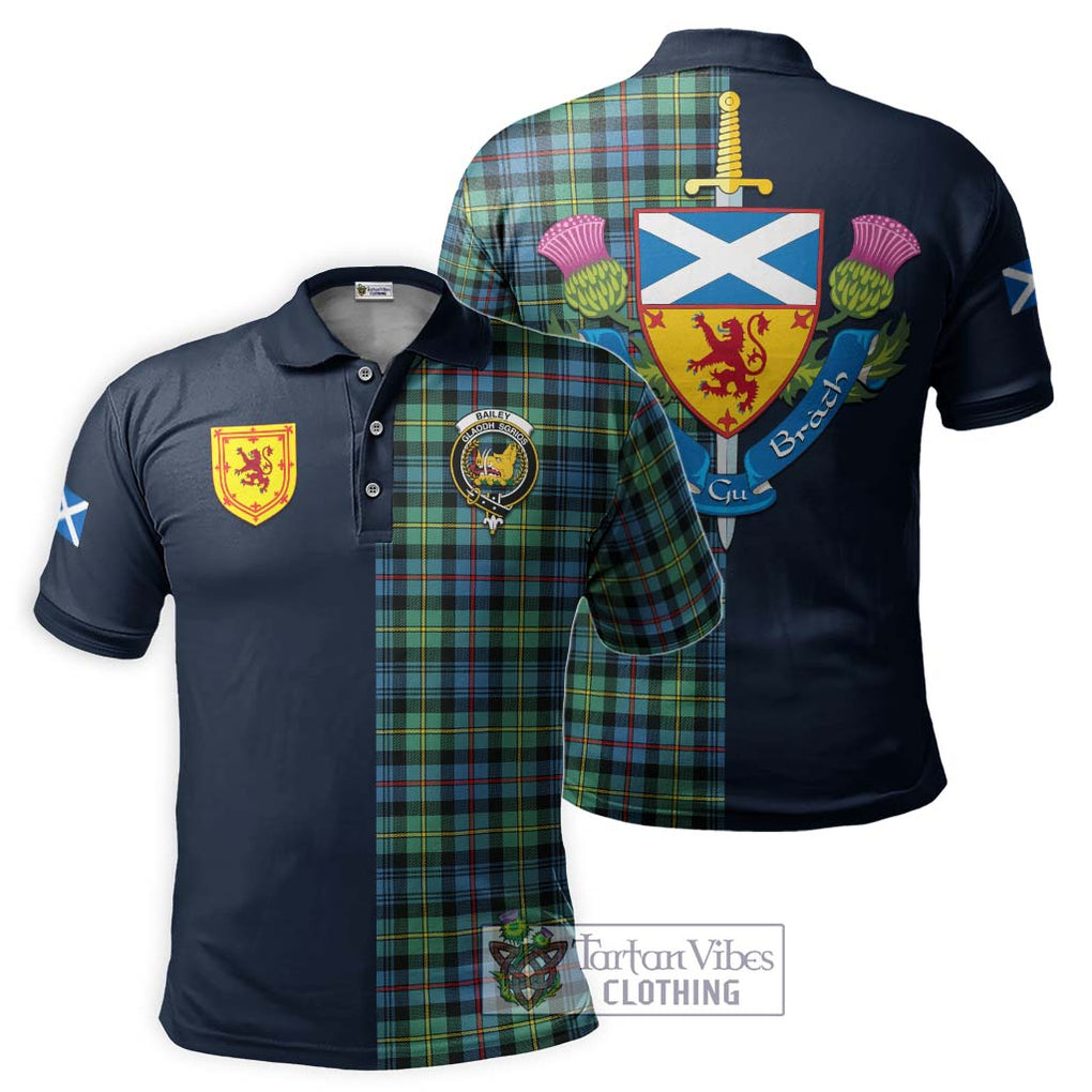 Bailey Ancient Tartan Polo Shirt Alba with Scottish Lion Royal Arm Half Style Kid - Tartan Vibes Clothing