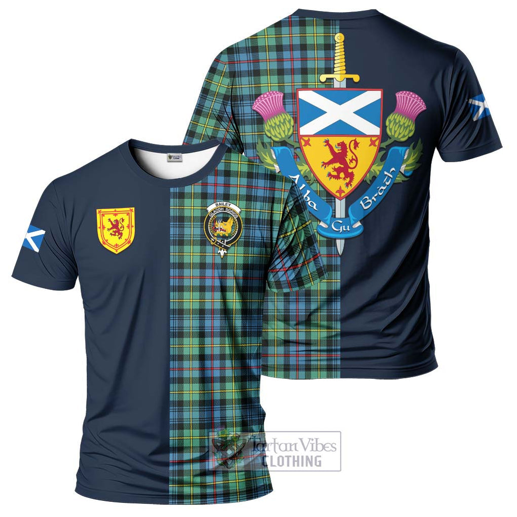 Bailey Ancient Tartan T-Shirt Alba with Scottish Lion Royal Arm Half Style Kid's Shirt - Tartan Vibes Clothing