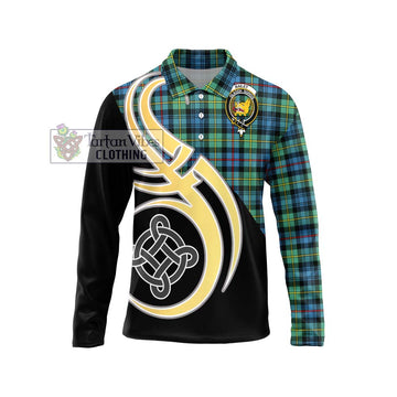 Bailey Ancient Tartan Long Sleeve Polo Shirt with Family Crest and Celtic Symbol Style Unisex - Tartan Vibes Clothing