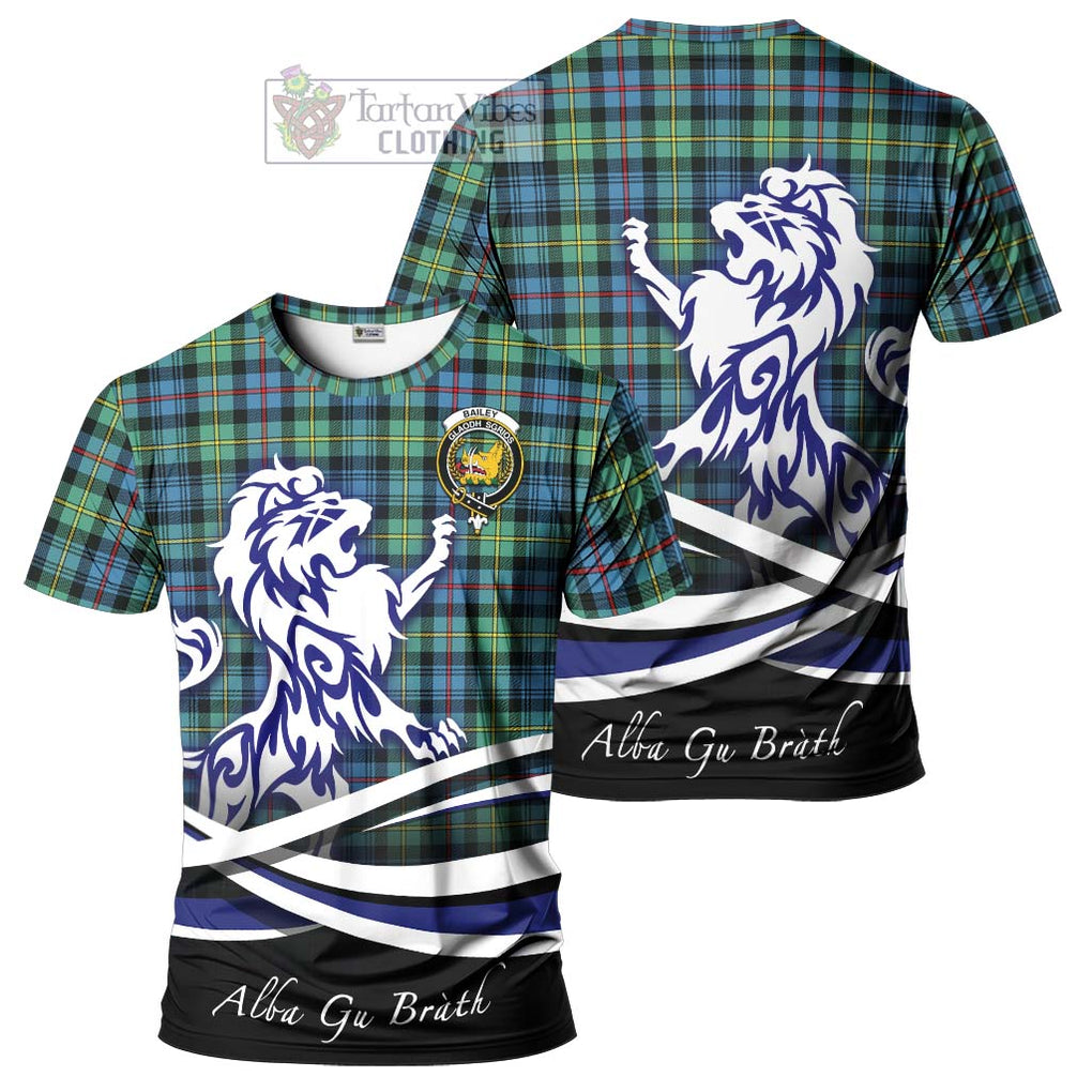 Bailey Ancient Tartan Cotton T-shirt with Alba Gu Brath Regal Lion Emblem Women's Shirt - Tartan Vibes Clothing