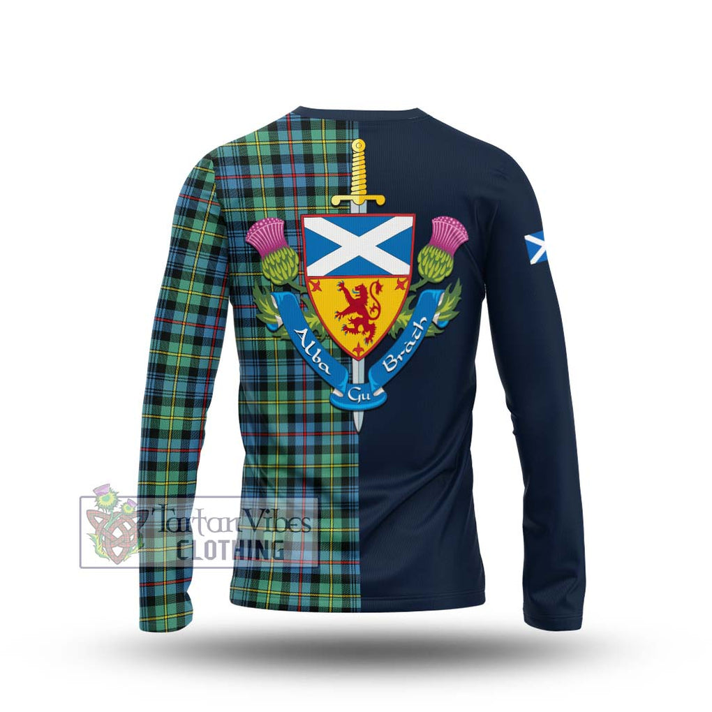 Bailey Ancient Tartan Long Sleeve T-Shirt Alba with Scottish Lion Royal Arm Half Style - Tartan Vibes Clothing