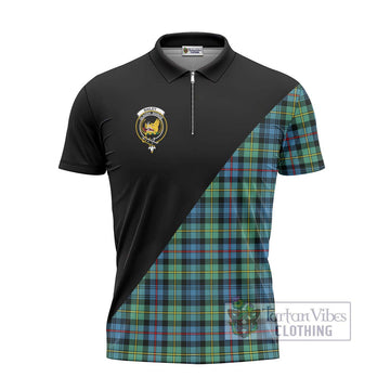 Bailey Ancient Tartan Zipper Polo Shirt with Family Crest and Military Logo Style - Tartan Vibes Clothing