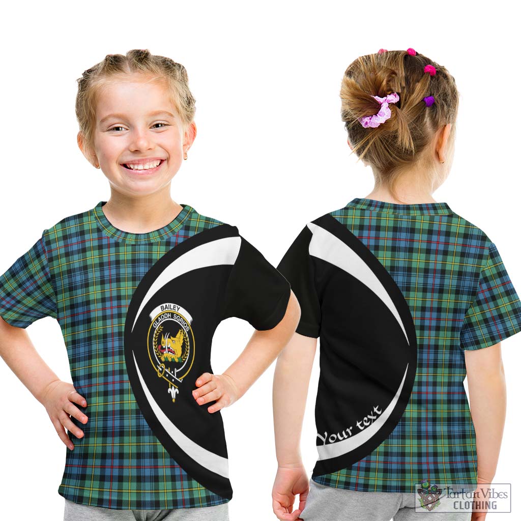 Bailey Ancient Tartan Kid T-Shirt with Family Crest Circle Style - Tartan Vibes Clothing