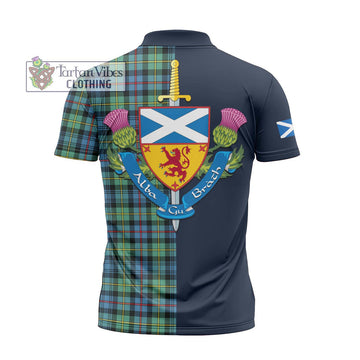 Bailey Ancient Tartan Zipper Polo Shirt Alba with Scottish Lion Royal Arm Half Style - Tartan Vibes Clothing