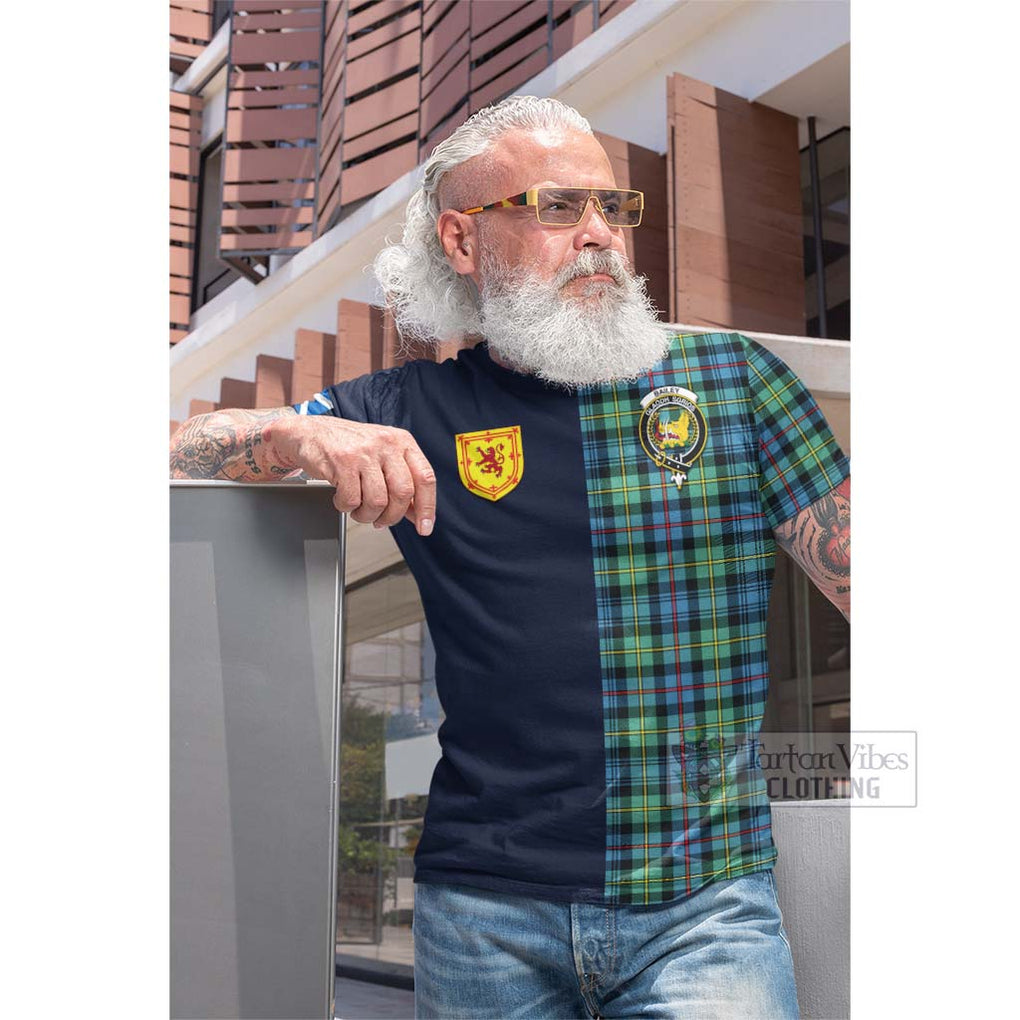 Bailey Ancient Tartan Cotton T-shirt Alba with Scottish Lion Royal Arm Half Style Men's Shirt - Tartan Vibes Clothing