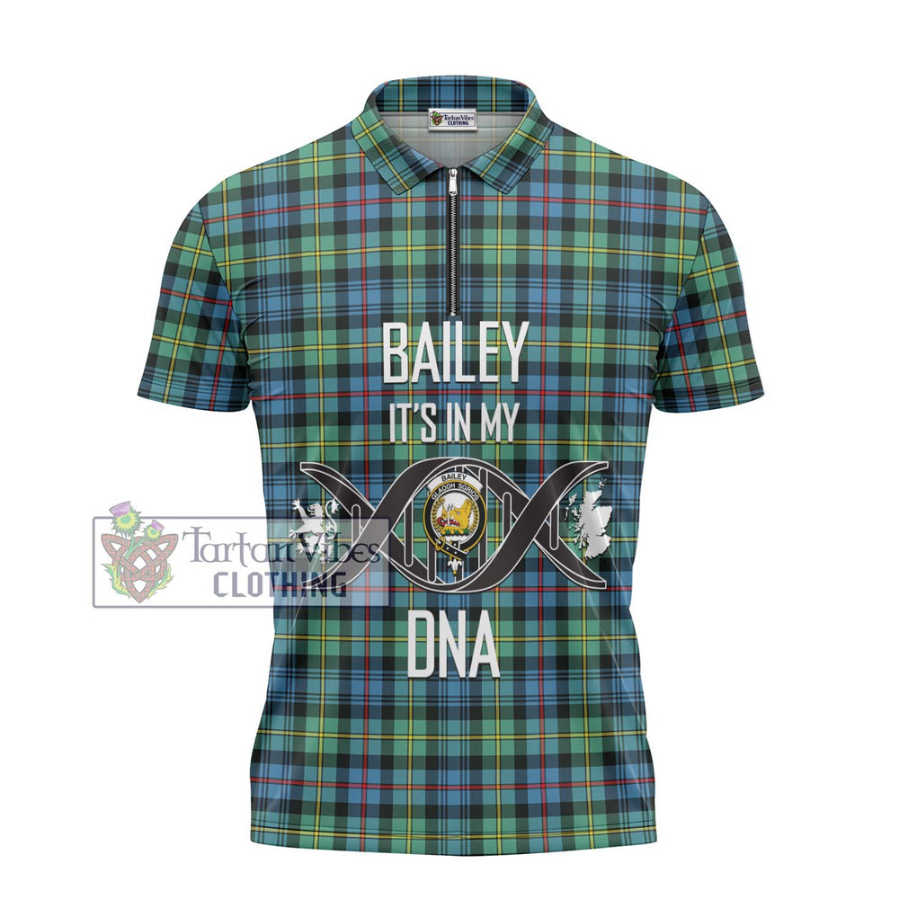 Bailey Ancient Tartan Zipper Polo Shirt with Family Crest DNA In Me Style - Tartan Vibes Clothing