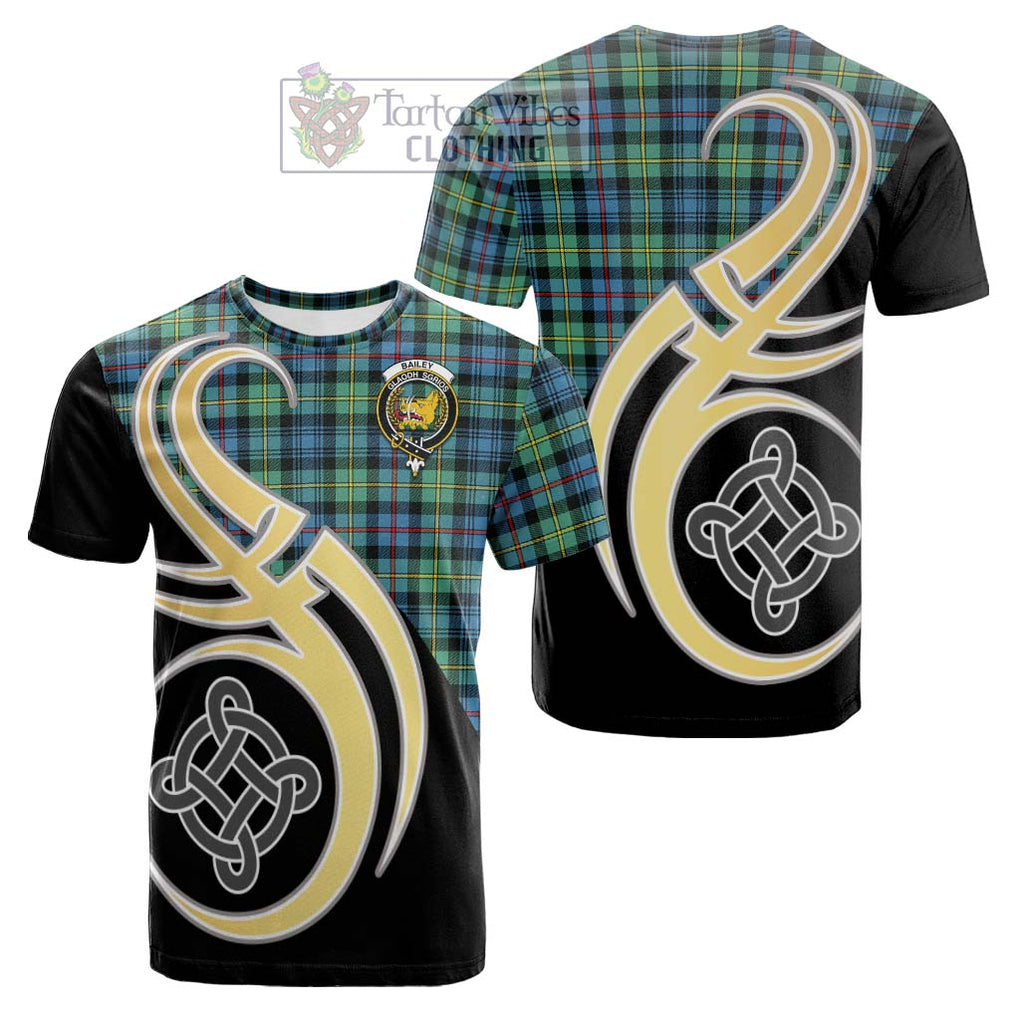 Bailey Ancient Tartan Cotton T-shirt with Family Crest and Celtic Symbol Style Kid's Shirt - Tartan Vibes Clothing