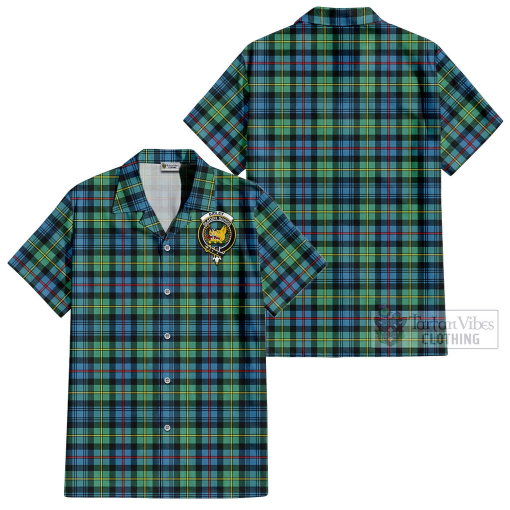 Bailey Ancient Tartan Cotton Hawaiian Shirt with Family Crest - Tartan Vibes Clothing
