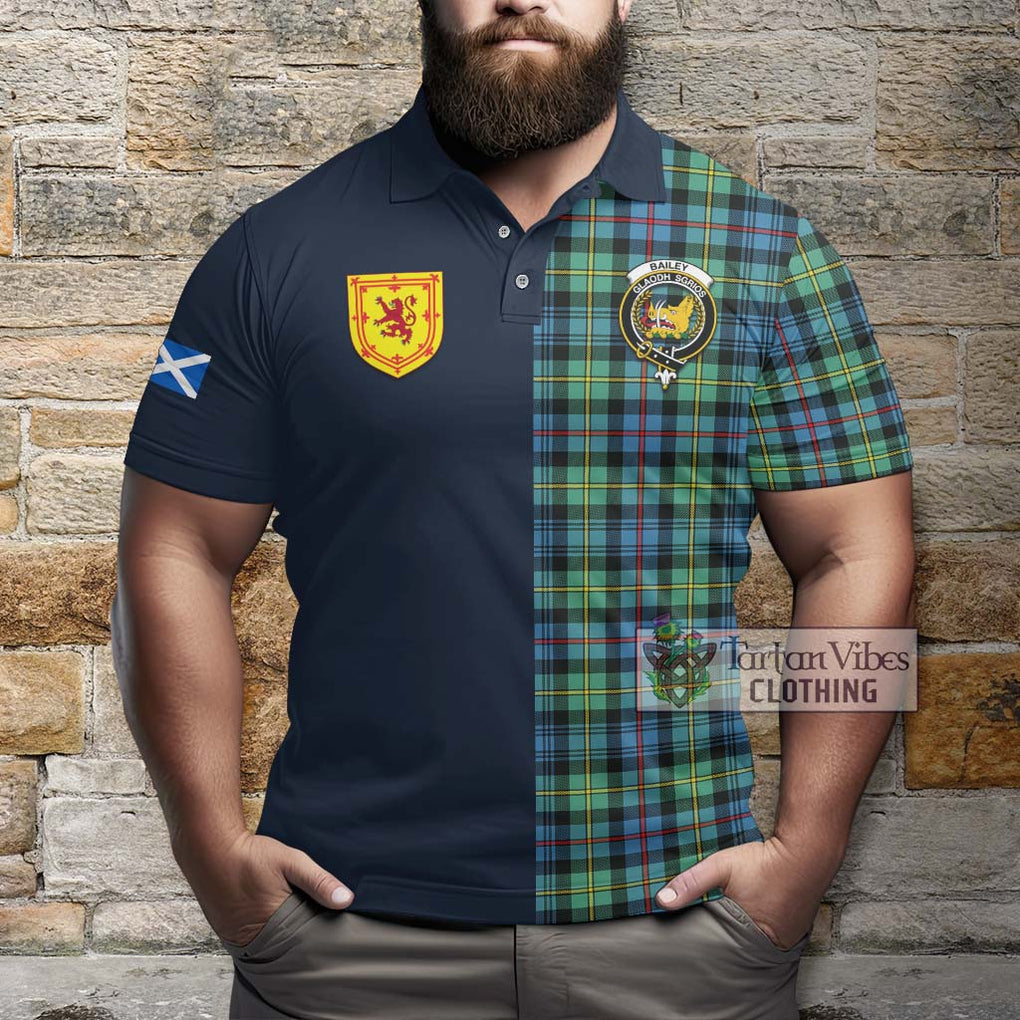 Bailey Ancient Tartan Polo Shirt Alba with Scottish Lion Royal Arm Half Style - Tartan Vibes Clothing