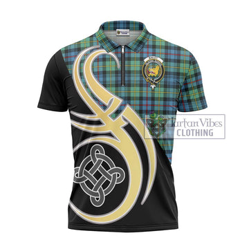 Bailey Ancient Tartan Zipper Polo Shirt with Family Crest and Celtic Symbol Style - Tartan Vibes Clothing