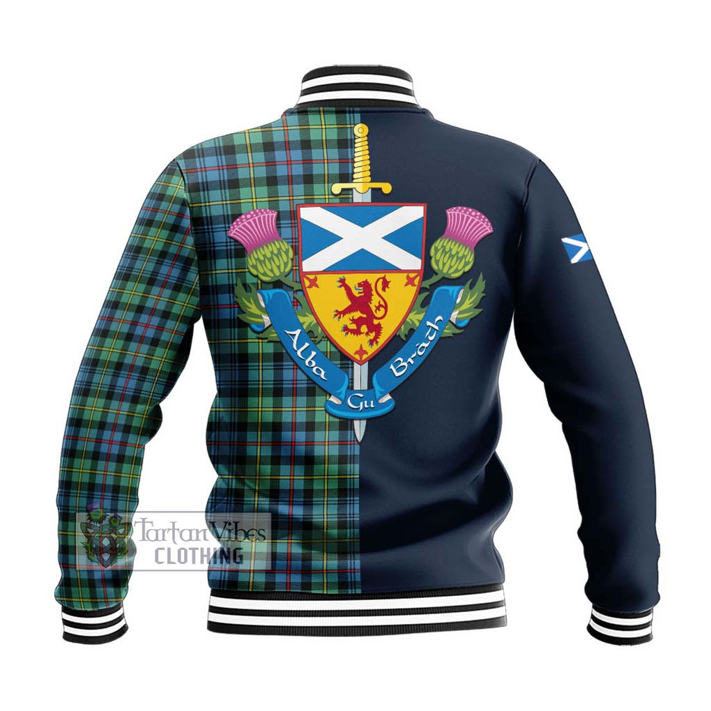 Bailey Ancient Tartan Baseball Jacket Alba with Scottish Lion Royal Arm Half Style - Tartan Vibes Clothing