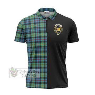 Bailey Ancient Tartan Zipper Polo Shirt with Family Crest and Half Of Me Style - Tartan Vibes Clothing