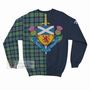Bailey Ancient Tartan Sweatshirt Alba with Scottish Lion Royal Arm Half Style - Tartan Vibes Clothing