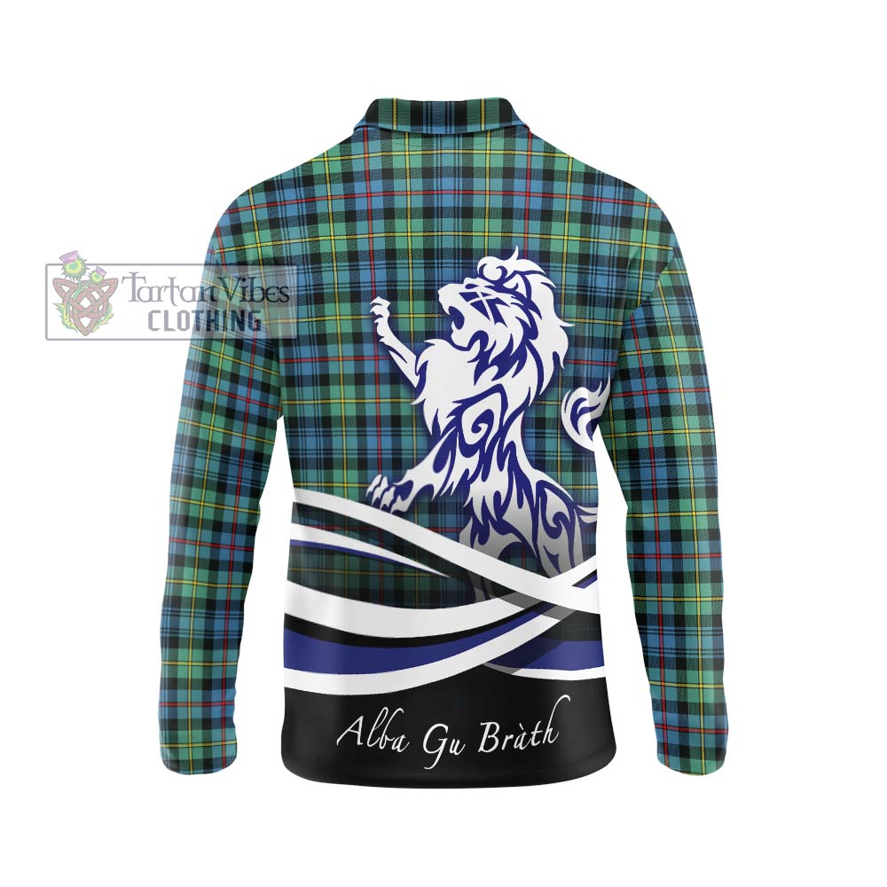Bailey Ancient Tartan Long Sleeve Polo Shirt with Alba Gu Brath Regal Lion Emblem - Tartan Vibes Clothing