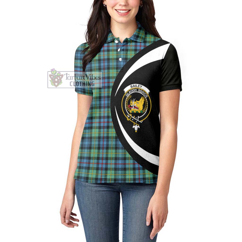 Bailey Ancient Tartan Women's Polo Shirt with Family Crest Circle Style - Tartan Vibes Clothing