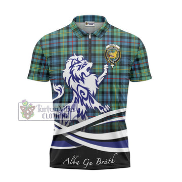 Bailey Ancient Tartan Zipper Polo Shirt with Alba Gu Brath Regal Lion Emblem - Tartan Vibes Clothing