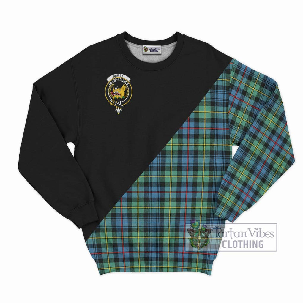 Bailey Ancient Tartan Sweatshirt with Family Crest and Military Logo Style - Tartan Vibes Clothing