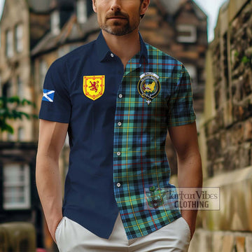 Bailey Ancient Tartan Hawaiian Shirt Alba with Scottish Lion Royal Arm Half Style - Tartan Vibes Clothing