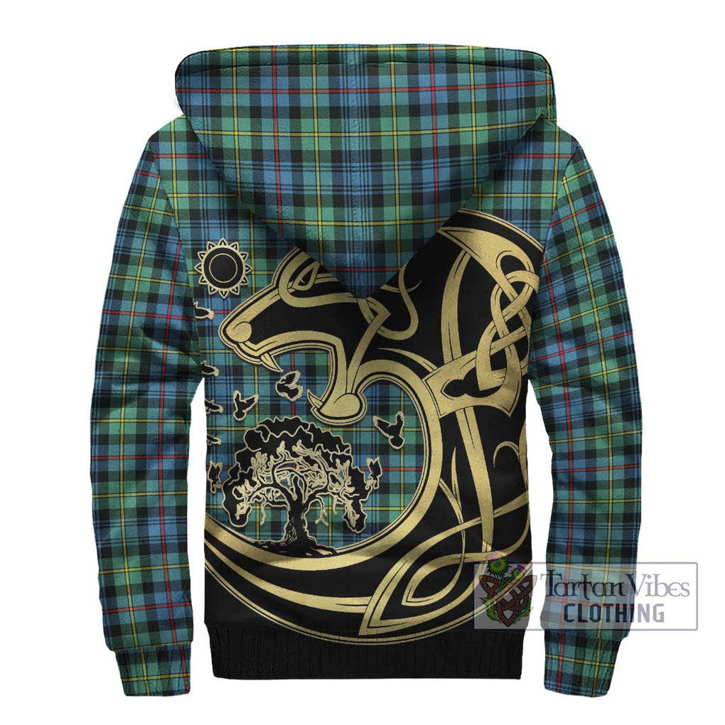 Bailey Ancient Tartan Sherpa Hoodie with Family Crest Celtic Wolf Style - Tartan Vibes Clothing