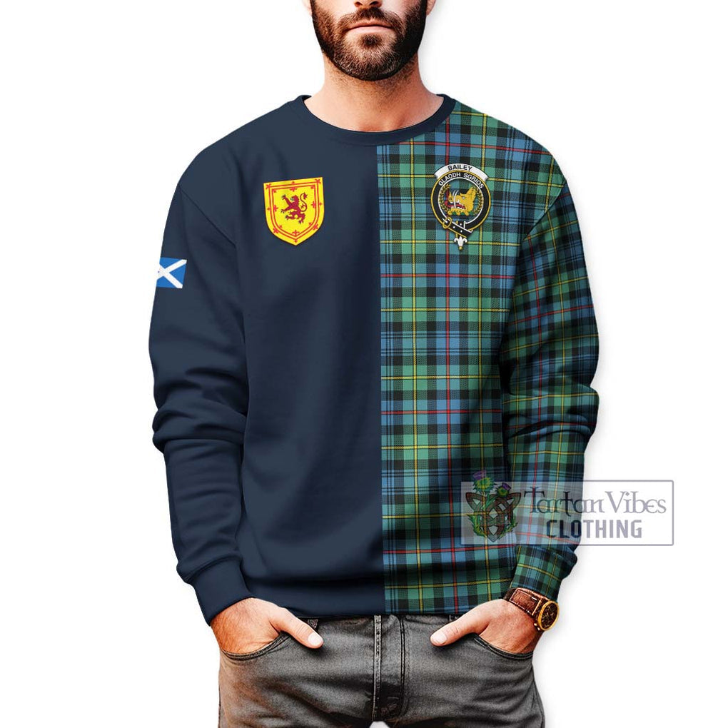 Bailey Ancient Tartan Sweatshirt Alba with Scottish Lion Royal Arm Half Style - Tartan Vibes Clothing