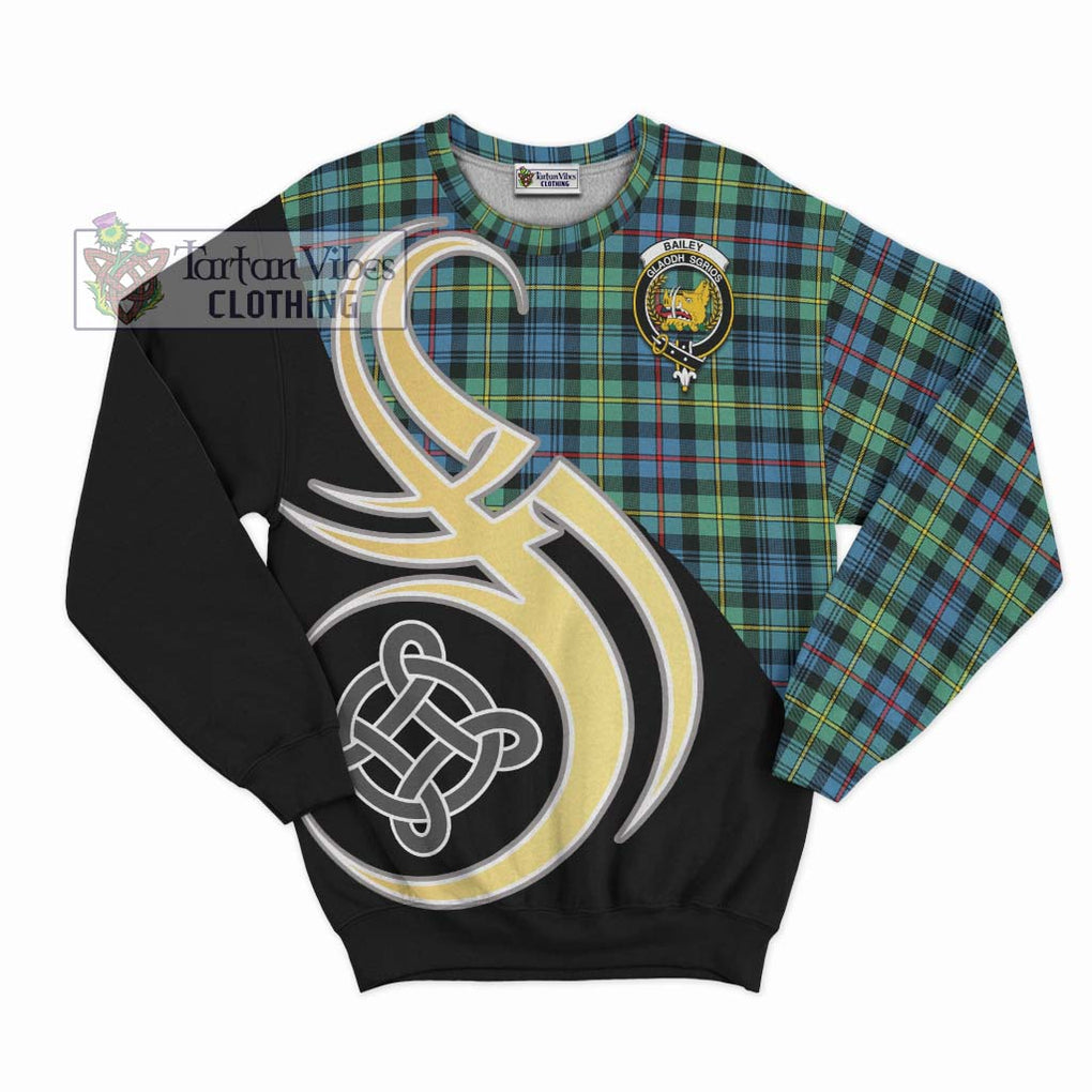 Bailey Ancient Tartan Sweatshirt with Family Crest and Celtic Symbol Style - Tartan Vibes Clothing