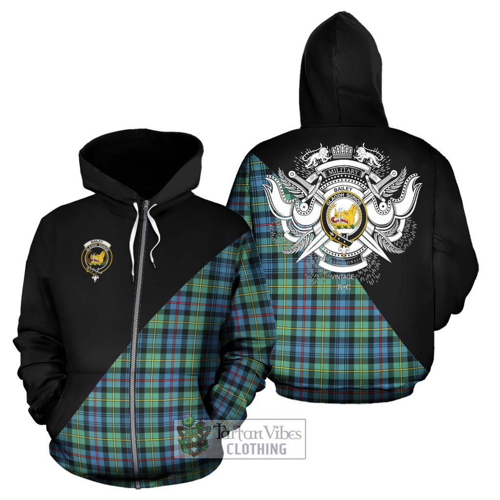 Bailey Ancient Tartan Hoodie with Family Crest and Military Logo Style - Tartan Vibes Clothing