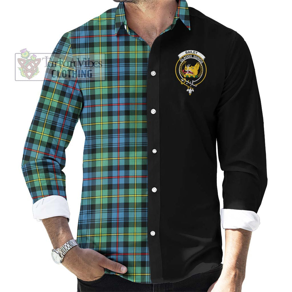 Bailey Ancient Tartan Long Sleeve Button Shirt with Family Crest and Half Of Me Style - Tartanvibesclothing Shop
