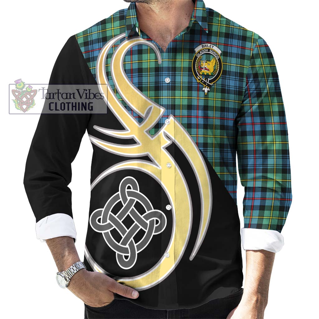 Bailey Ancient Tartan Long Sleeve Button Shirt with Family Crest and Celtic Symbol Style - Tartan Vibes Clothing