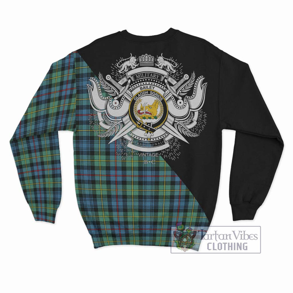 Bailey Ancient Tartan Sweatshirt with Family Crest and Military Logo Style - Tartan Vibes Clothing