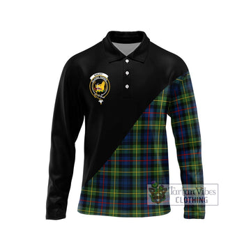 Bailey Modern Tartan Long Sleeve Polo Shirt with Family Crest and Military Logo Style Unisex - Tartan Vibes Clothing