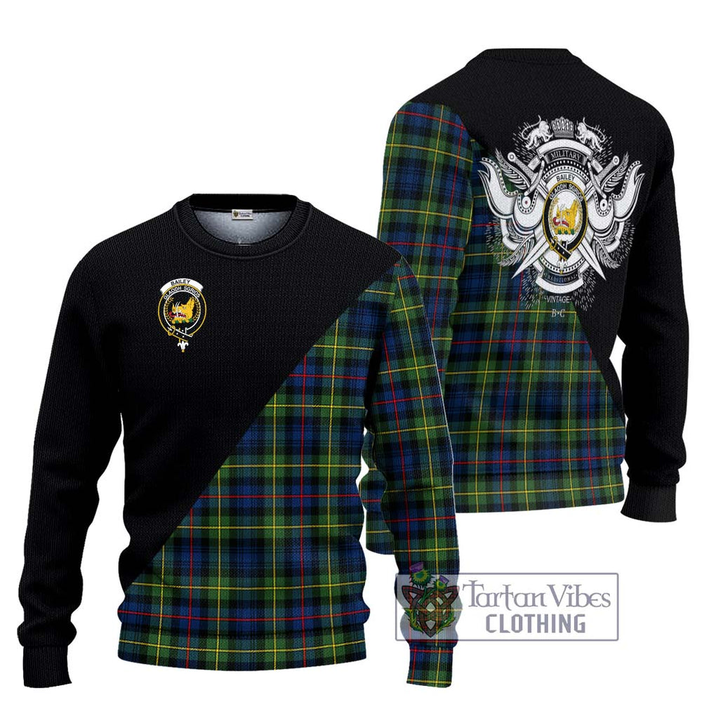 Bailey Modern Tartan Ugly Sweater with Family Crest and Military Logo Style Unisex - Tartan Vibes Clothing