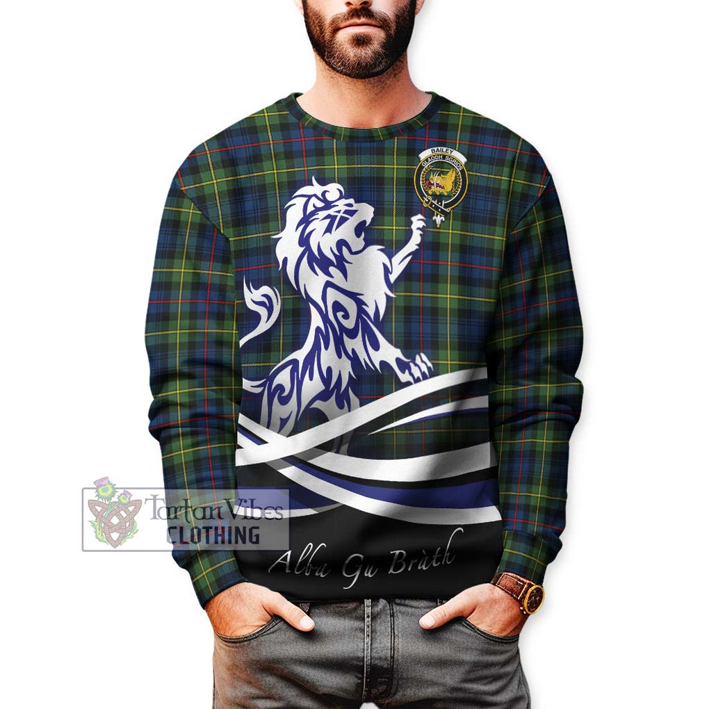 Bailey Modern Tartan Sweatshirt with Alba Gu Brath Regal Lion Emblem Unisex - Tartan Vibes Clothing