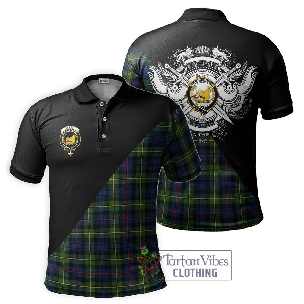 Bailey Modern Tartan Polo Shirt with Family Crest and Military Logo Style Kid - Tartan Vibes Clothing