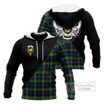 Bailey Modern Tartan Knitted Hoodie with Family Crest and Military Logo Style Unisex Knitted Pullover Hoodie - Tartan Vibes Clothing