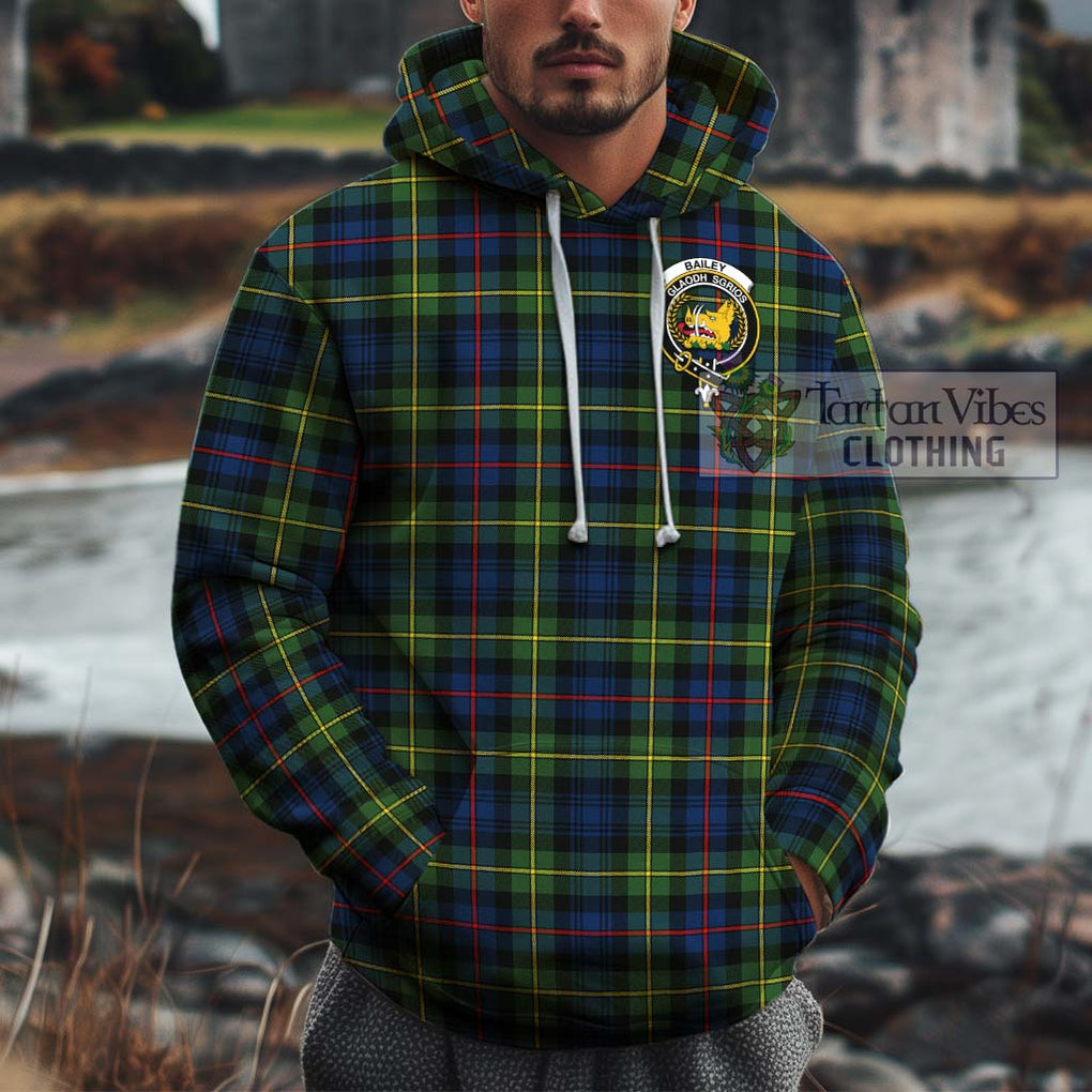 Bailey Modern Tartan Cotton Hoodie with Family Crest Zip Hoodie - Tartan Vibes Clothing