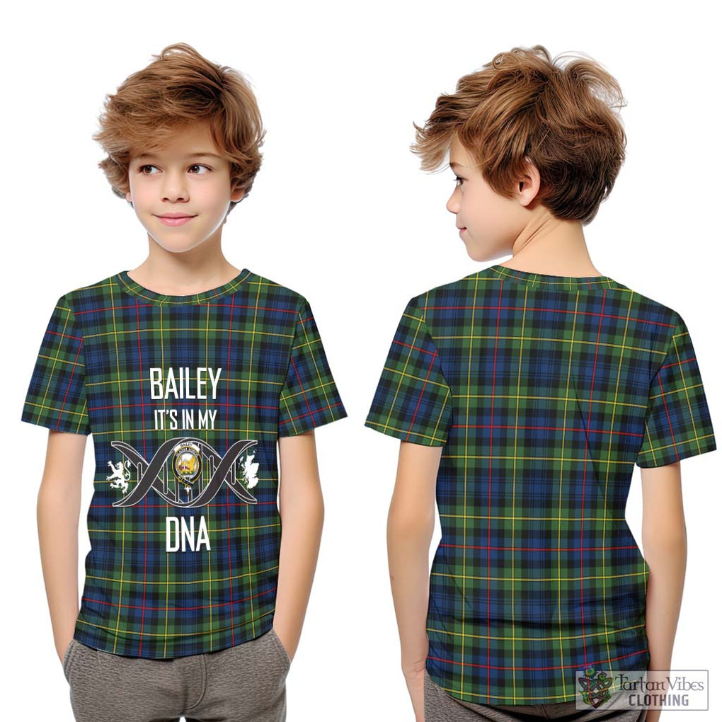 Bailey Modern Tartan Kid T-Shirt with Family Crest DNA In Me Style Youth XL Size14 - Tartan Vibes Clothing