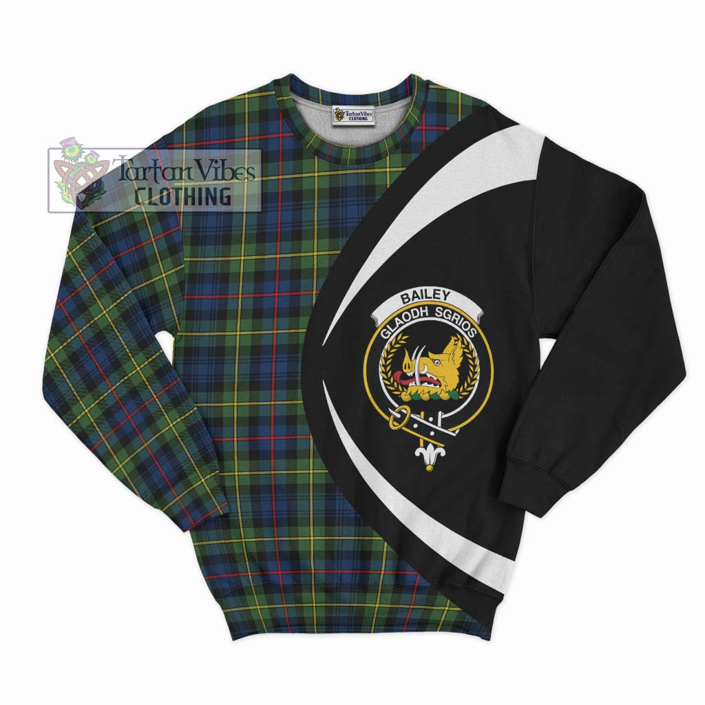 Bailey Modern Tartan Sweatshirt with Family Crest Circle Style Unisex - Tartan Vibes Clothing