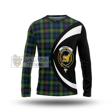 Bailey Modern Tartan Long Sleeve T-Shirt with Family Crest Circle Style Unisex - Tartan Vibes Clothing