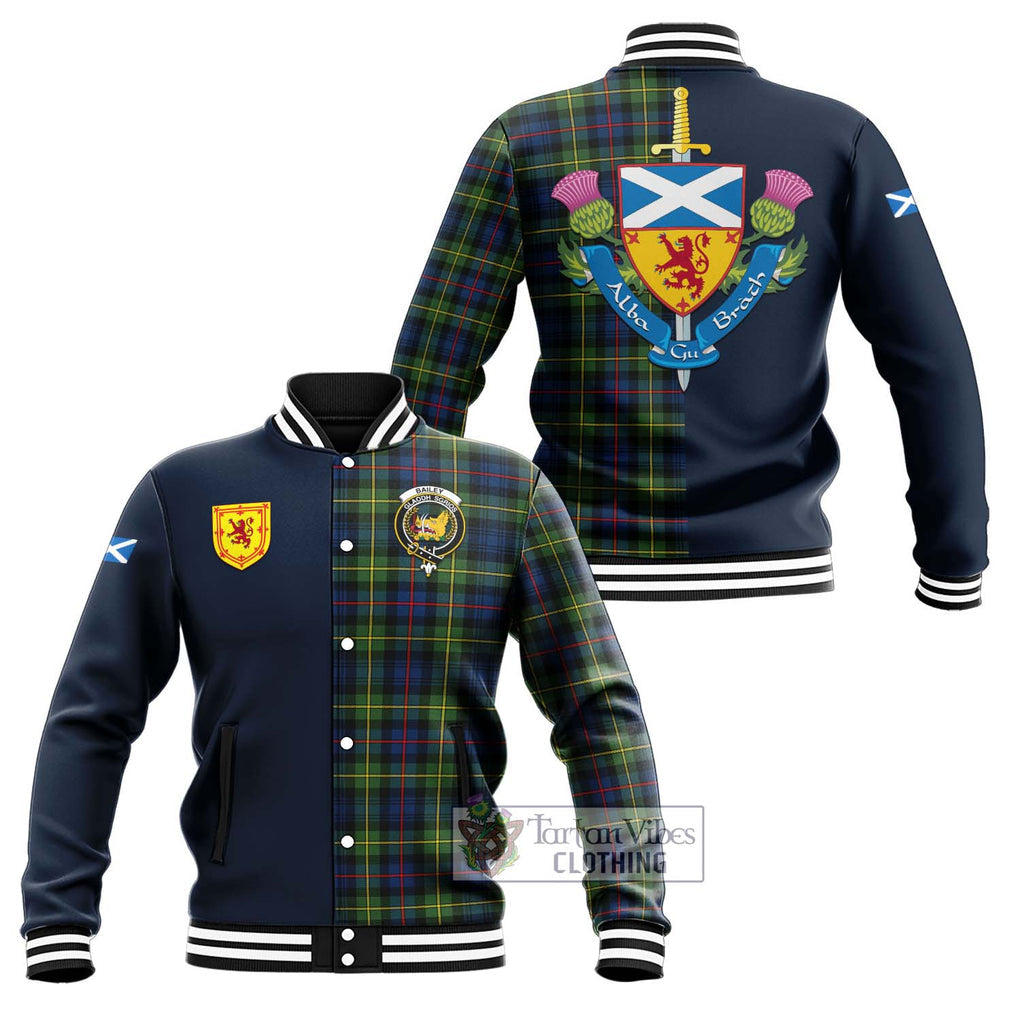Bailey Modern Tartan Baseball Jacket Alba with Scottish Lion Royal Arm Half Style Unisex - Tartan Vibes Clothing