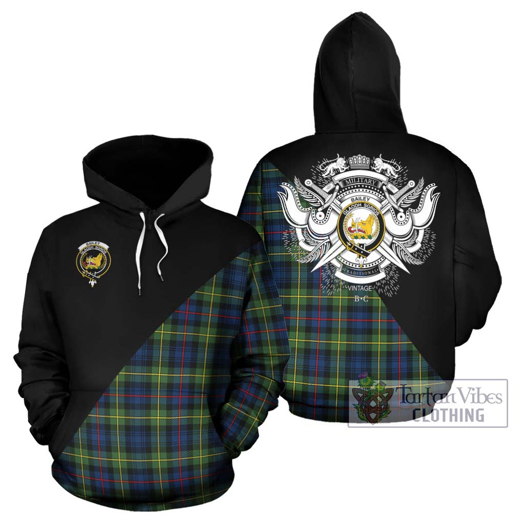 Bailey Modern Tartan Hoodie with Family Crest and Military Logo Style Zip Hoodie - Tartan Vibes Clothing