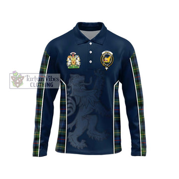 Bailey Modern Tartan Long Sleeve Polo Shirt with Family Crest and Lion Rampant Vibes Sport Style Unisex - Tartan Vibes Clothing