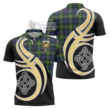 Bailey Modern Tartan Zipper Polo Shirt with Family Crest and Celtic Symbol Style Unisex - Tartan Vibes Clothing