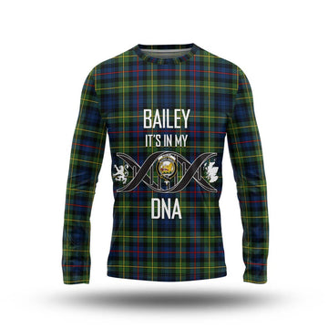 Bailey Modern Tartan Long Sleeve T-Shirt with Family Crest DNA In Me Style Unisex - Tartan Vibes Clothing