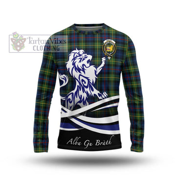 Bailey Modern Tartan Long Sleeve T-Shirt with Alba Gu Brath Regal Lion Emblem Unisex - Tartan Vibes Clothing