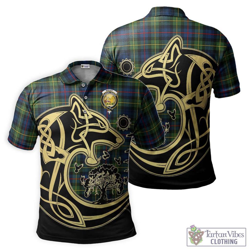 Bailey Modern Tartan Polo Shirt with Family Crest Celtic Wolf Style Kid - Tartan Vibes Clothing