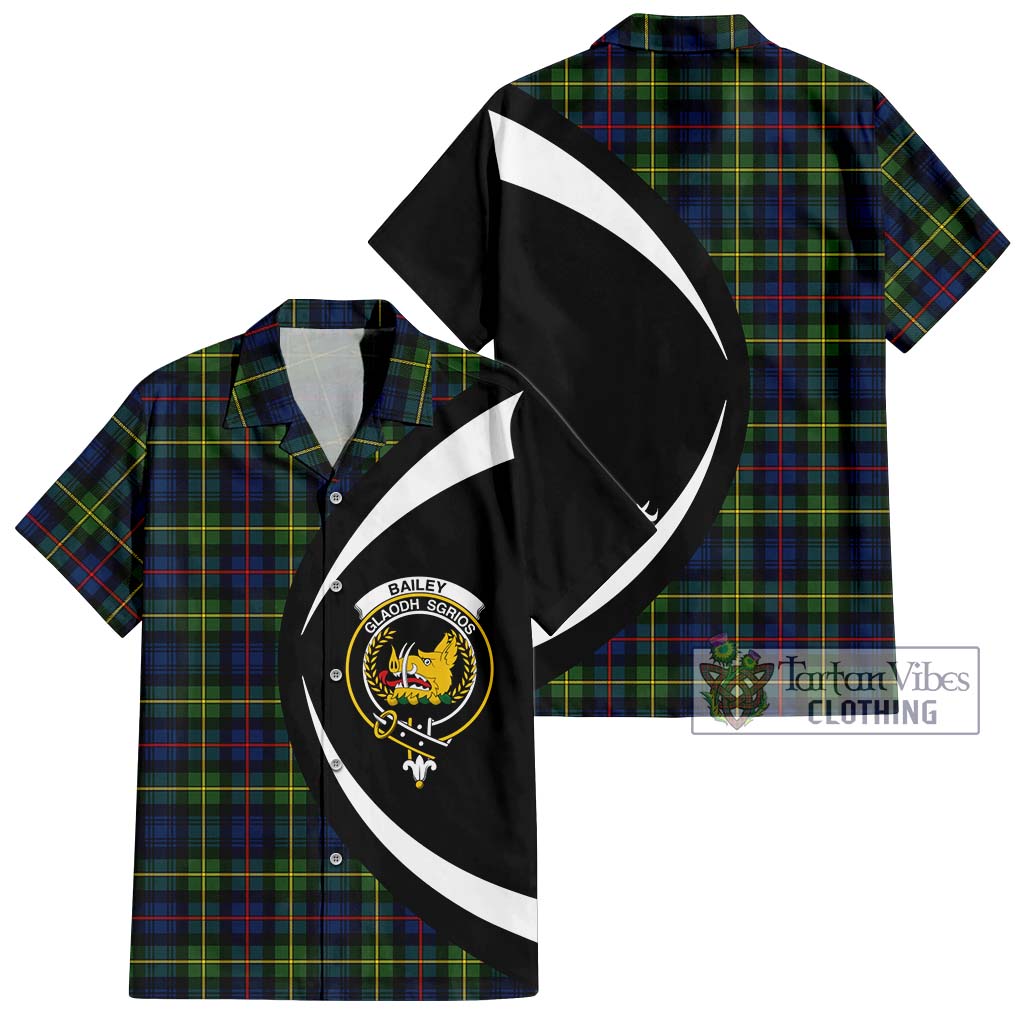 Bailey Modern Tartan Hawaiian Shirt with Family Crest Circle Style Kid - Tartan Vibes Clothing