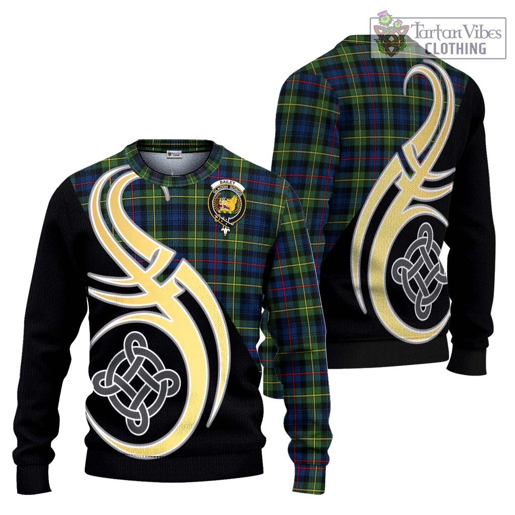Bailey Modern Tartan Ugly Sweater with Family Crest and Celtic Symbol Style Unisex - Tartan Vibes Clothing