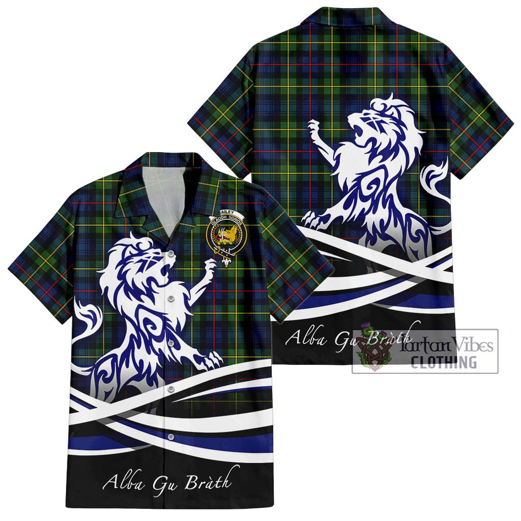 Bailey Modern Tartan Hawaiian Shirt with Alba Gu Brath Regal Lion Emblem Kid - Tartan Vibes Clothing